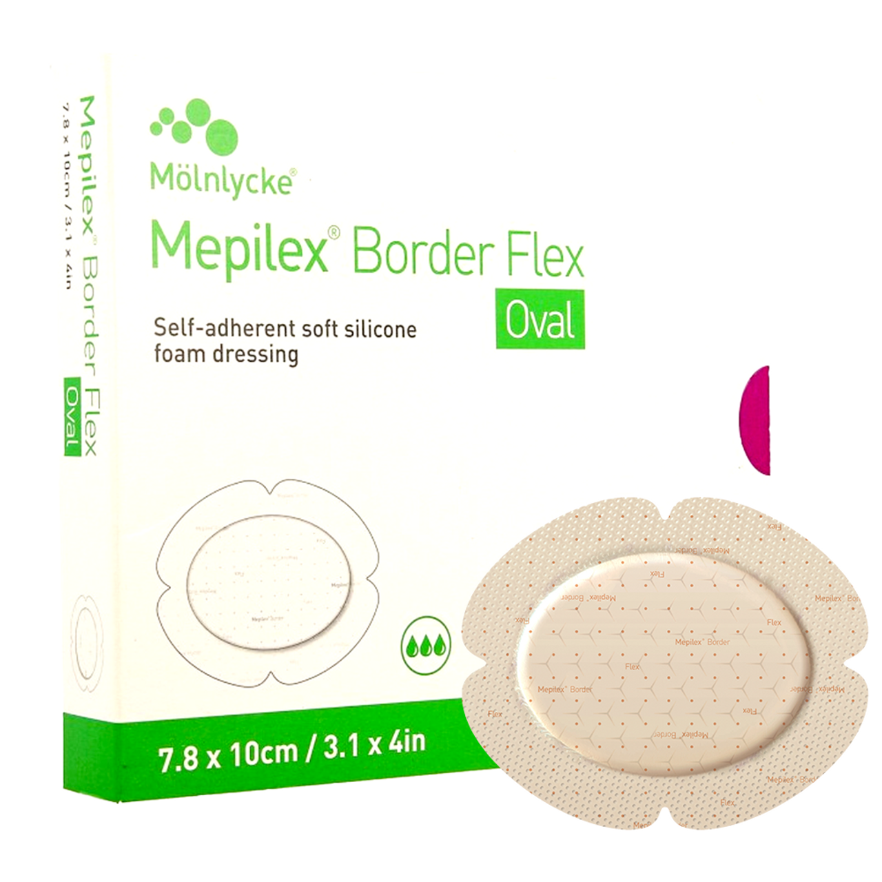 Mepilex Border Flex Oval Dressing 7.8cm x 10cm BOX/5