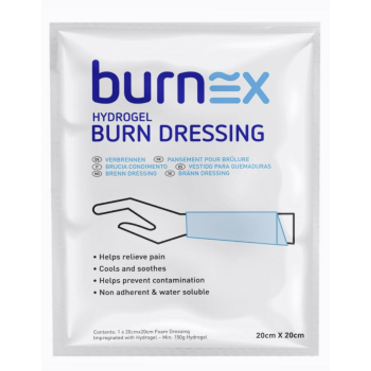 Burnex Hydrogel Dressing 20cm X 20cm - Each