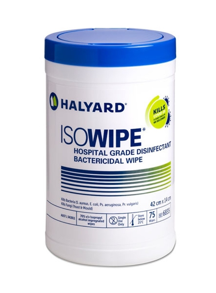 Halyard Isowipe Disinfectant Bactericidal Wipes - Tub (KC6835E)