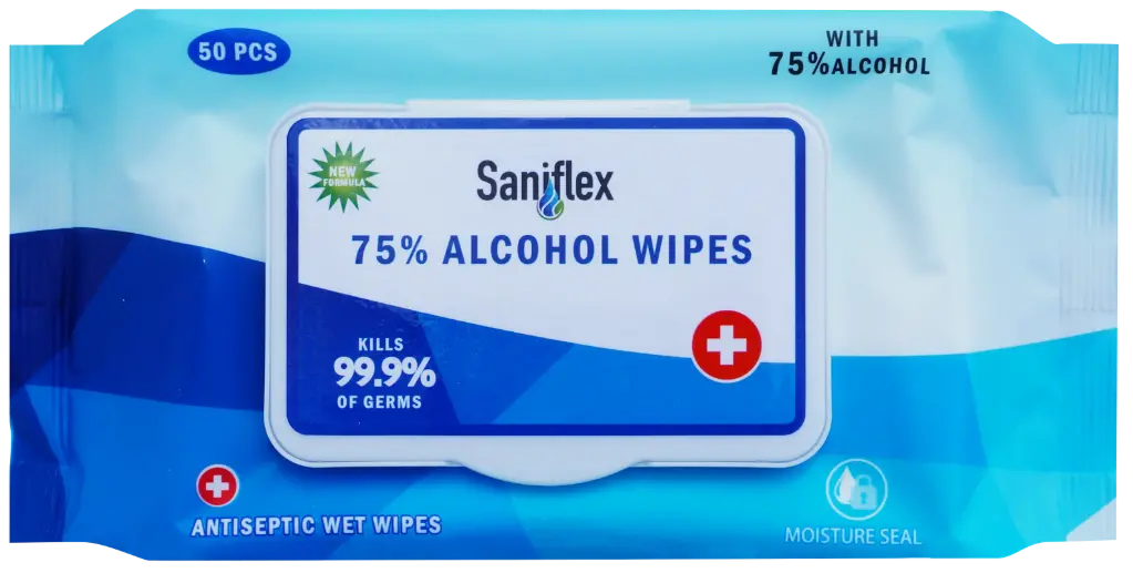 Saniflex 75% Alcohol Sanitary Wipes - 50 pack