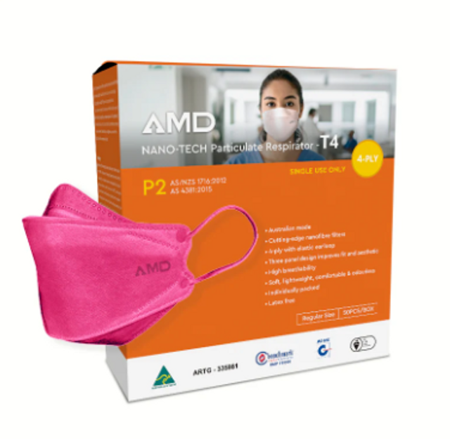 AMD P2 (N95) Certified Medical Respirator 50pcs - Pink Masks