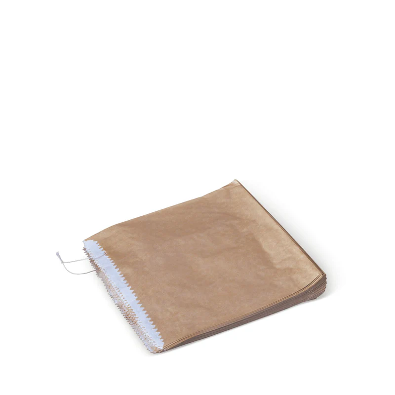 2 Square Greaseproof Lined Paper Bags Brown | 210x200mm