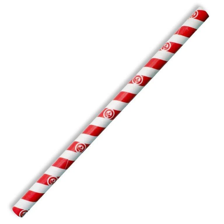 Jumbo Red Striped Paper Straws - 2500 per Carton (250 per Box)