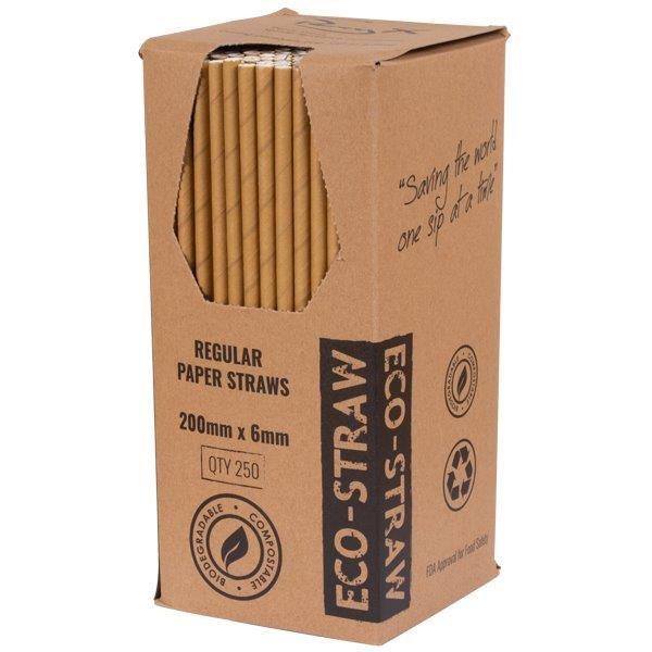 Regular Brown/Kraft Paper Straws - Box of 2500 (250 per Inner box)