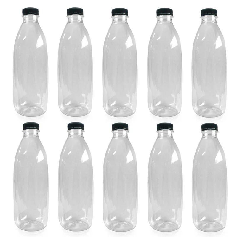 1000ml Round Clear PET Plastic Bottles with Tamper Evident Lids (Round)