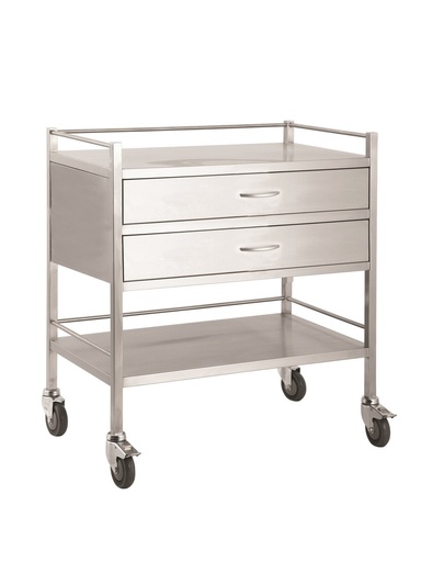 [1270] Stainless Steel Double Trolley Two Drawer (Full Width)