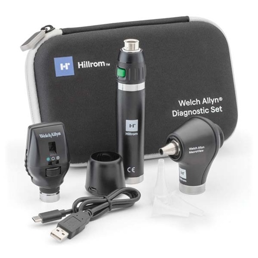 [1033] Welch Allyn Portable Diagnostic Set - PanOptic Plus LED Ophthalmoscope; MacroView Plus LED Otoscope; Li-Ion Plus USB-C Handle; iExaminer and Hard Case