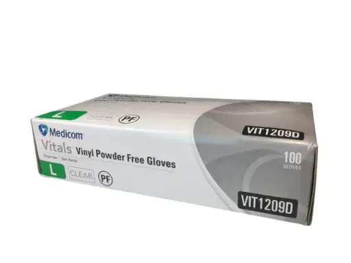 [SMS-VITUP1209D] Medicom Vinyl Clear Powder Free Gloves (100pcs) - Large