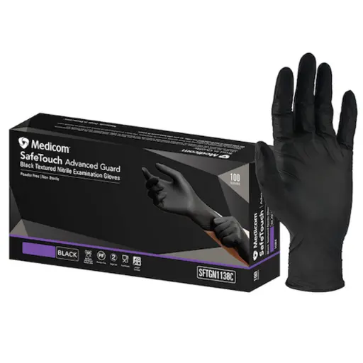 [1697] Medicom Safe Touch Advanced Guard Black Nitrile Gloves - Small