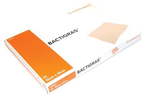 [7457] Bactigras Gauze Dressing 10cm x 10cm - Box of 10