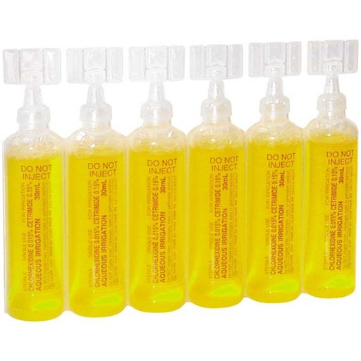 [PHA16061215] Chlorhexidine 0.015% Cetrimide 0.15% 30ml Ampoules Yellow - BOX/30