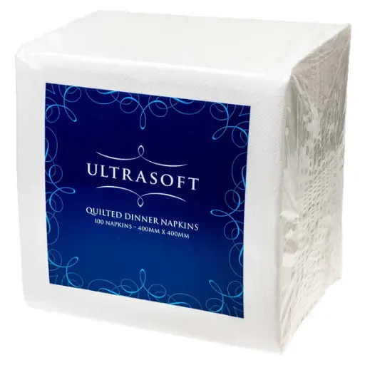 [SMSTQ1] Caprice Ultrasoft Quilted Dinner Napkin White 2Ply GT Fold WQDGT