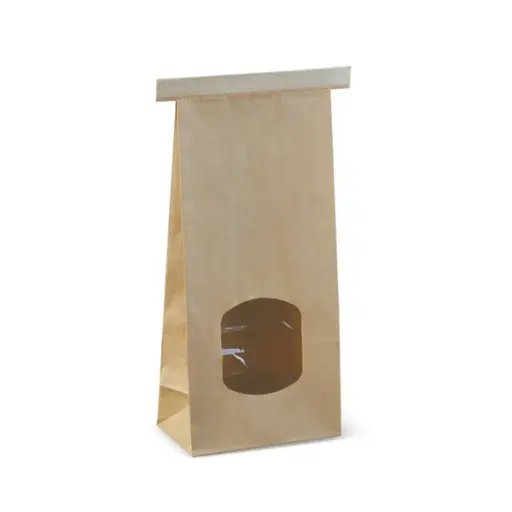[SMSTMW] Brown Medium Window Tin-Tie Bags - 246 x 115 x 72