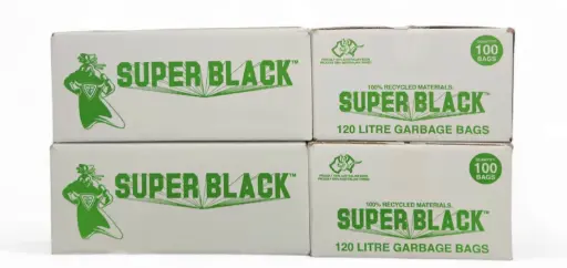 [SMS120] 120 Litre Garbage Bags Heavy Duty Black (Box of 100 Bags) – SUPERBLACK