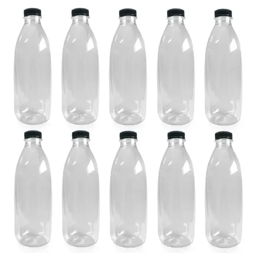 [SMS578] 1000ml Round Clear PET Plastic Bottles with Tamper Evident Lids (Round)